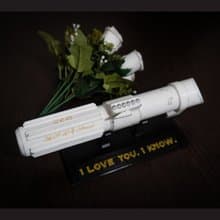 Wedding bouquet holder inspired by Darth Vader's lightsaber hilt