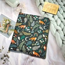 美國限量薄棉布料森林蕨葉狐狸布款L型拉鍊袋加鋪棉-電子書保護套