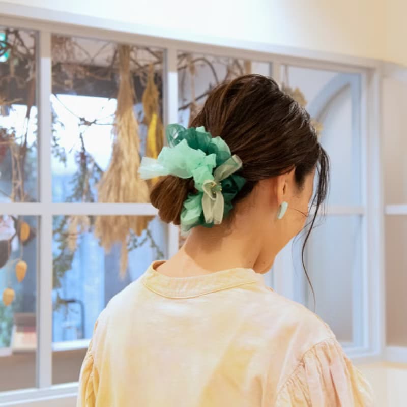 めのう | 咲き編みシュシュ | 5月誕生石