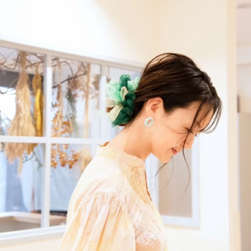 めのう | 咲き編みシュシュ | 5月誕生石