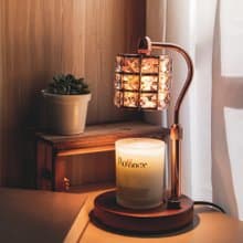 經典木座融蠟燈-水晶方鑽