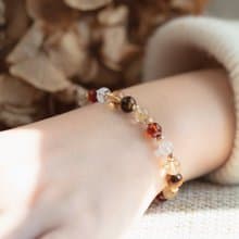 虎之力 虎眼石橙石榴石鈦晶黃水晶手鍊