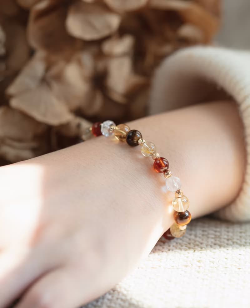 虎之力 虎眼石橙石榴石鈦晶黃水晶手鍊