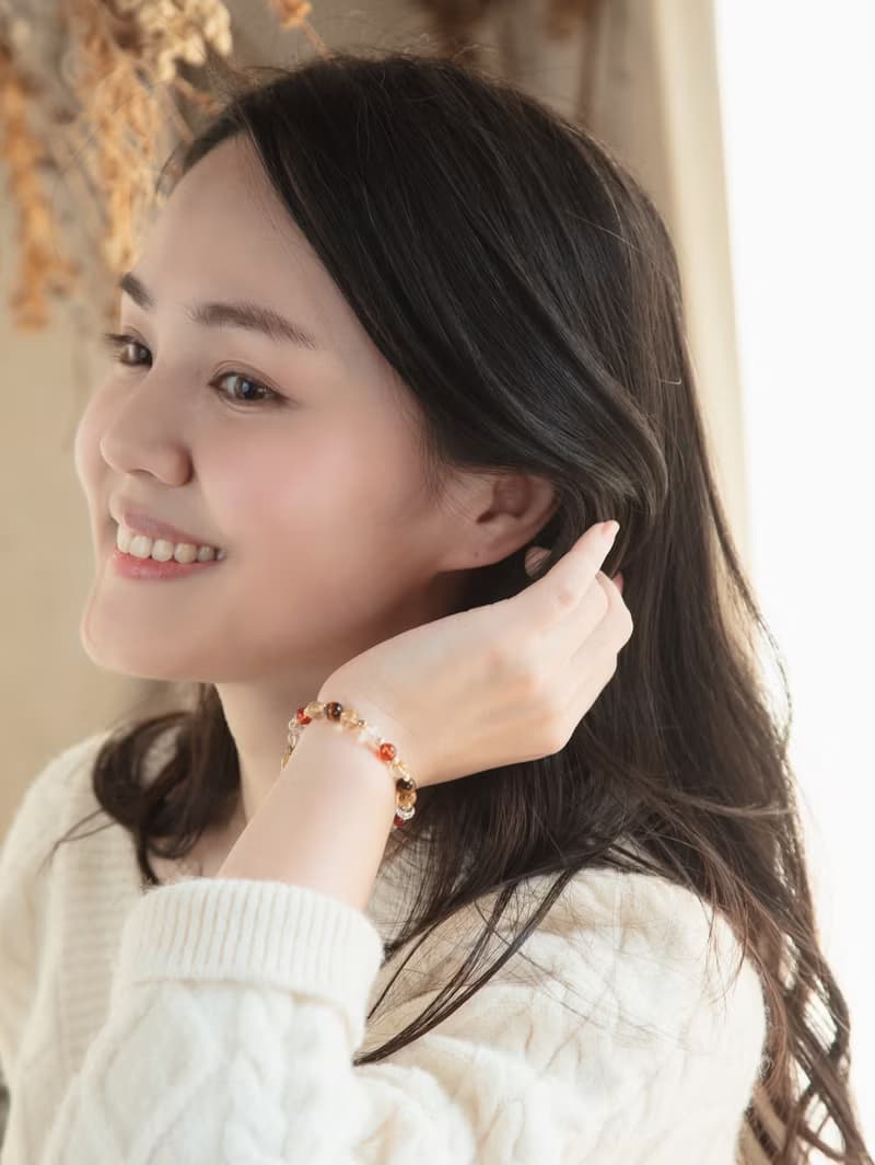 虎之力 虎眼石橙石榴石鈦晶黃水晶手鍊