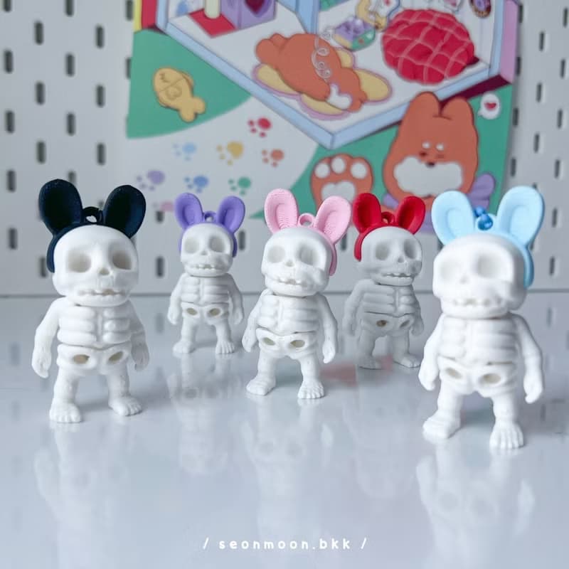 Bunny Skeleton Keychains - Pink bunny