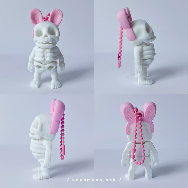 Bunny Skeleton Keychains - Pink bunny