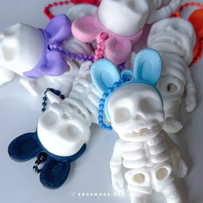 Bunny Skeleton Keychains - Pink bunny