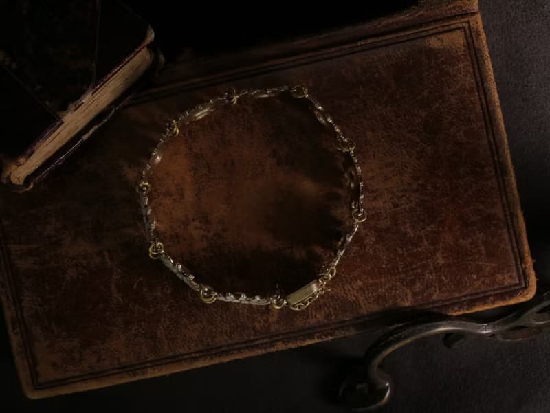 1950s 北歐 近代老件 琺瑯雛菊銀鎏金手鍊