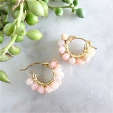 14kgf Pink Opal wrapped pierced earring / earring