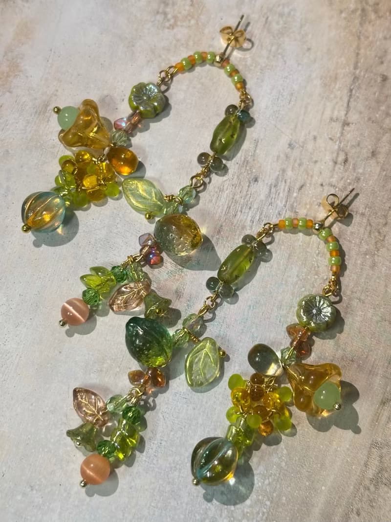 水果派對 手作串珠耳環 捷克珠耳環 串珠水果耳環 檸檬耳飾