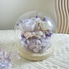 母親節禮物 紫玫瑰玻璃盅罩花 永生花 乾燥花 生日禮物