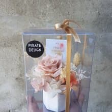 海藏設計| 永生玫瑰。大理石紋薰香石盆花