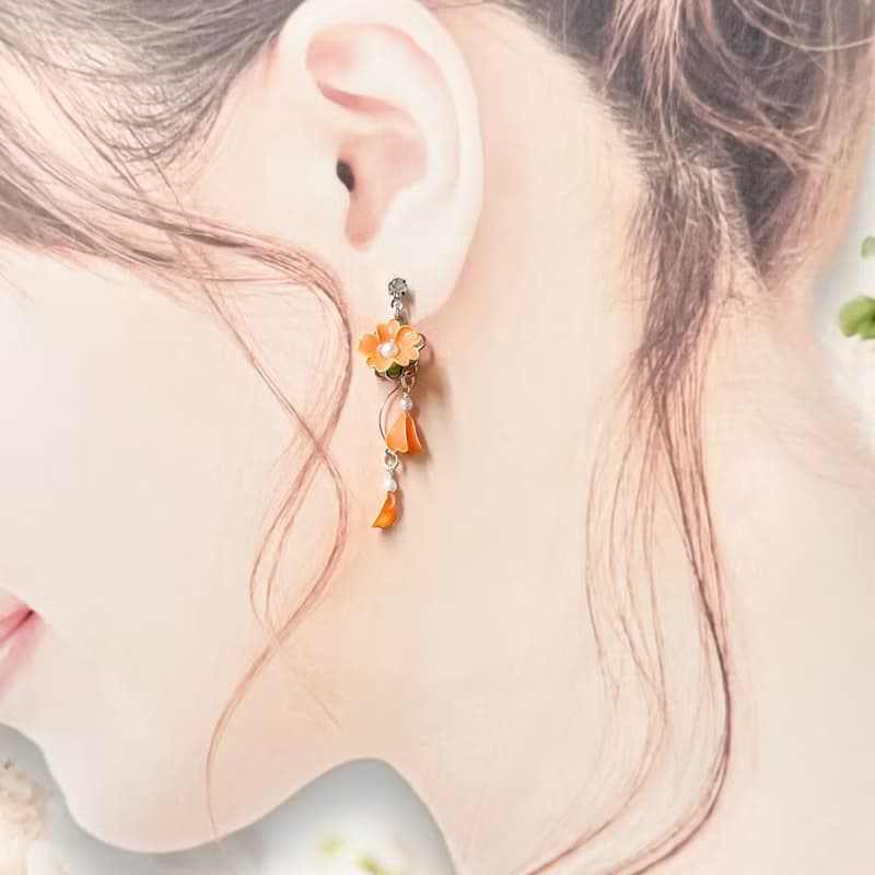 ナスタチウム 〜 ディップジュエリー イヤリング ピアス 大人可愛い 初夏 ディップフラワー 新作