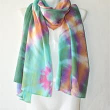 Hand dyed cotton scarf. Green long scarf. Large tie dye scarf. Handmade gift