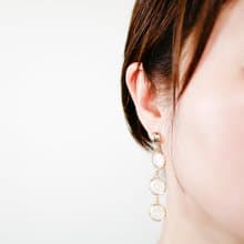 押し花3連/ロングピアス /P455