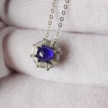 Natural Blue Sapphire Pendant and Necklace Sterling Silver 925.