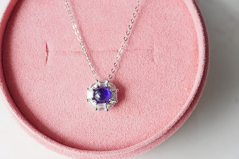 Natural Blue Sapphire Pendant and Necklace Sterling Silver 925.