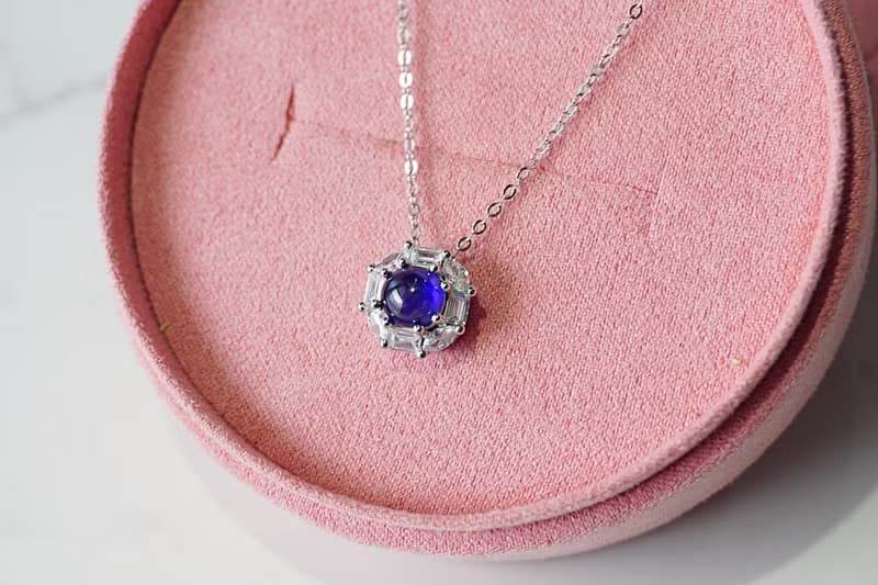 Natural Blue Sapphire Pendant and Necklace Sterling Silver 925.