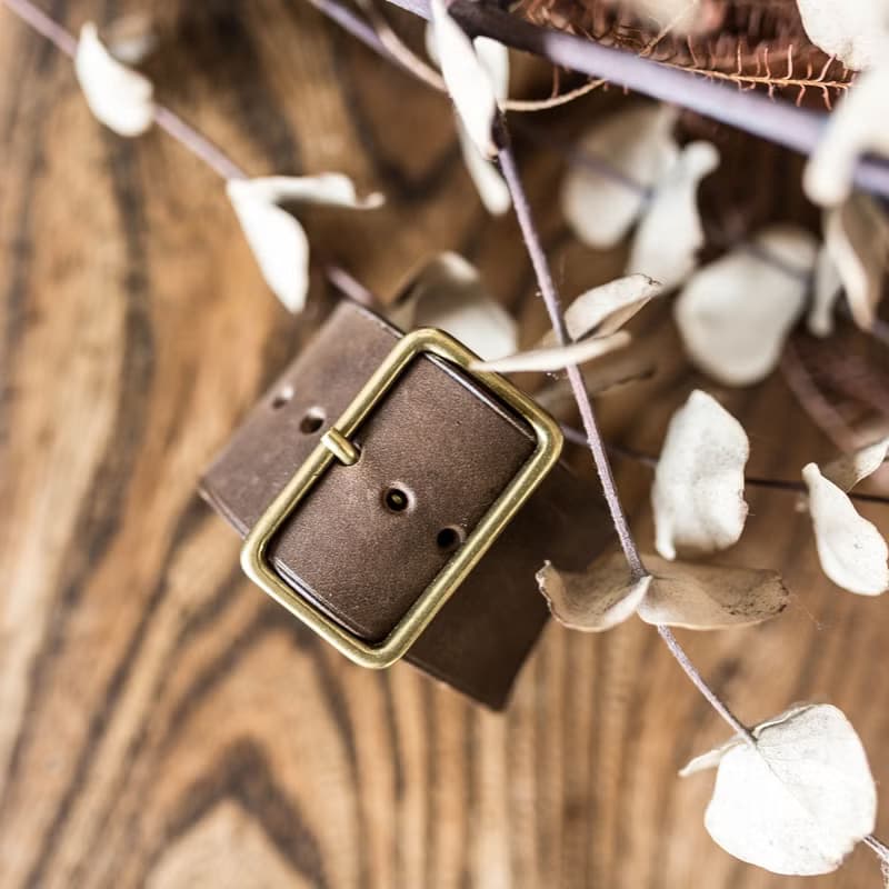 真鍮バックルレザーブレスレット / 珈琲モカ