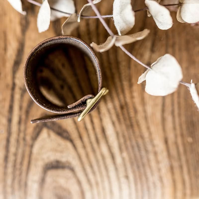 真鍮バックルレザーブレスレット / 珈琲モカ