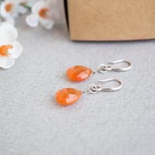 Carnelian Teardrop Earrings, 925 Silver, Virgo stone, Halloween Gift, Leo Gem