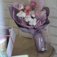 【粉紫棉花索拉花束】生日送禮/祝賀花禮/永生花