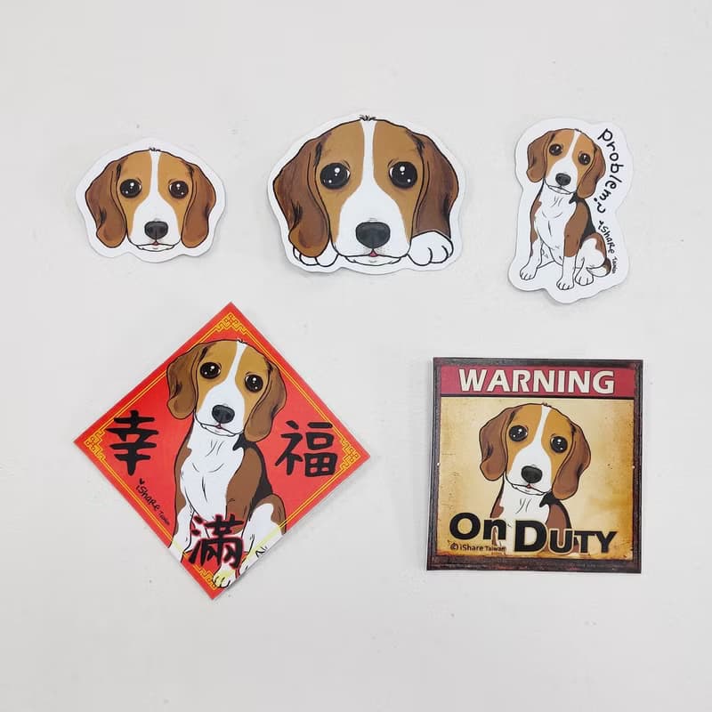 米格魯 寵物防水抗曬貼紙 行李箱 滑板 衝浪板 春聯