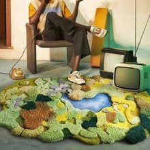 北歐風 手作紐西蘭羊毛地毯 綠洲 客廳茶几臥室床邊地墊 家居裝飾