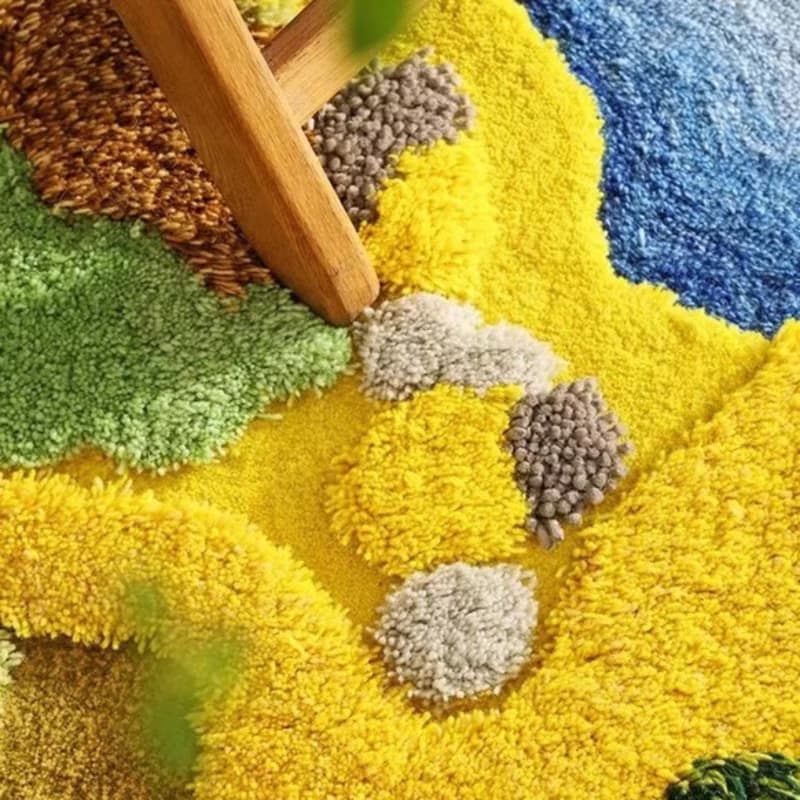 北歐風 手作紐西蘭羊毛地毯 綠洲 客廳茶几臥室床邊地墊 家居裝飾