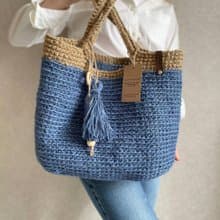 Crochet Jute Bag, Crochet Tote Bag, Crochet Beach Bag, Reusable Grocery Bag