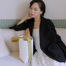 桶型法棍包 肩帶正反兩色可用 側背帆布包 乳白