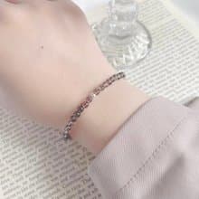 茶晶4mm刻面銀珠水晶手鍊