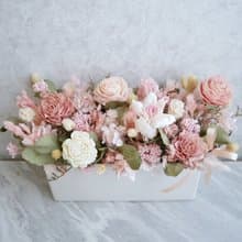 長盆大型乾燥花盆花【花漾柔粉】乾燥花盆花/開幕賀禮/新婚