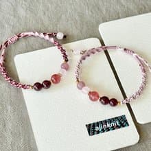 瑰若雲上 / 草莓晶 紫牙烏 編繩 手鍊