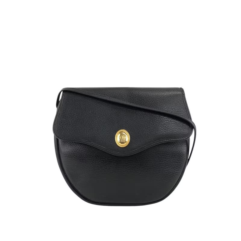 【 日本直送　名牌中古包 】Christian Dior クリスチャン ディオール ショルダーバッグ ブラック CDロゴ レザー vintage tzdbkd