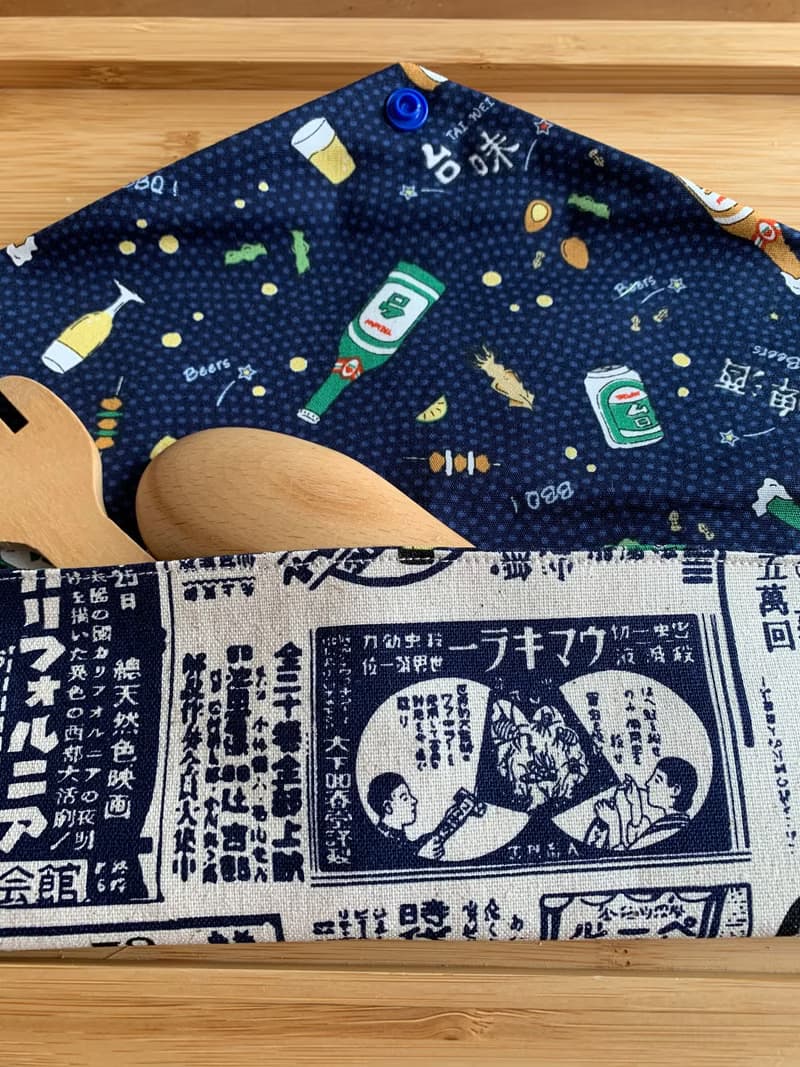 文青風環保筷袋 ~深夜食堂 簡潔白 收納包環保筷袋.手作餐具袋