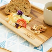 天然柚木咖啡盤-條紋款 30*20cm │不上漆原木製早午餐盤露營野餐