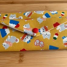 文青風環保筷袋  柴柴野餐樂 芥茉黃  手作餐具袋.交換禮物.