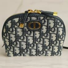 Christian Dior藍色老花30 Montaigne皮革包 中古包 化妝包 手拿