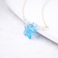 舞會小海星 天然海藍寶項鍊 14K