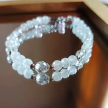 女神月光石 //月光石/白水晶純銀手鍊 /斯里蘭卡藍月光925純銀