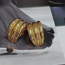 vintage jewelry  Marboux 古董立體鍍金半環型 夾式耳環