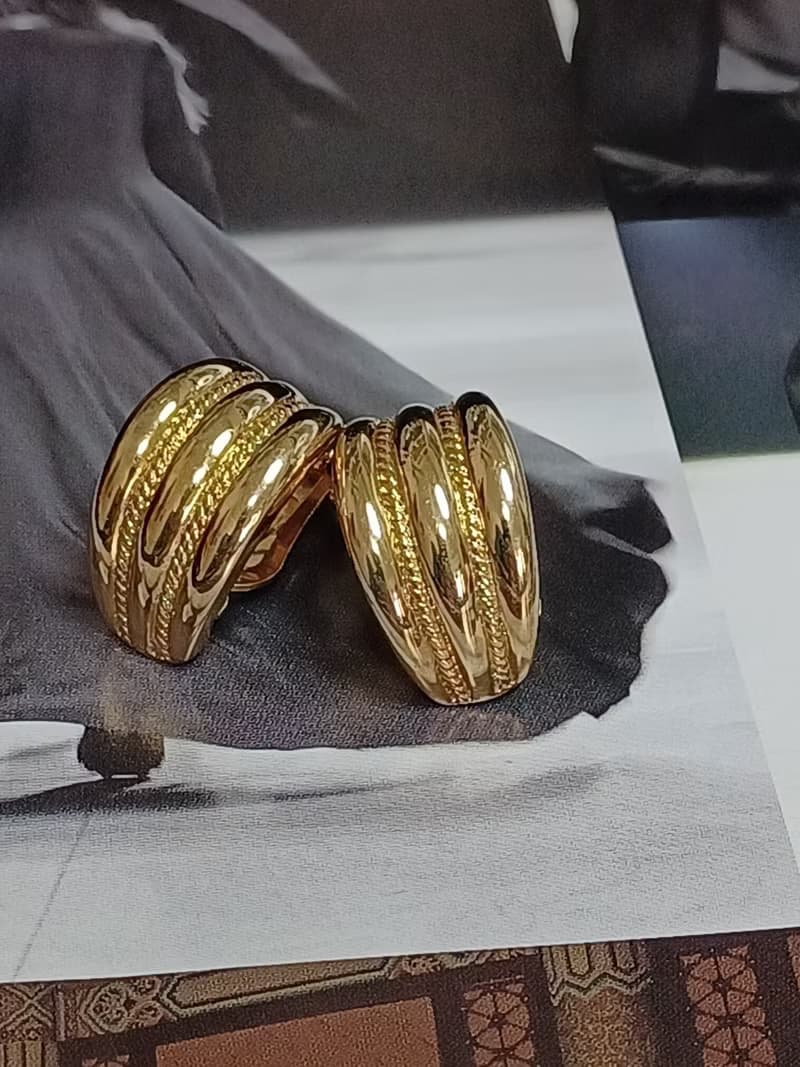 vintage jewelry  Marboux 古董立體鍍金半環型 夾式耳環