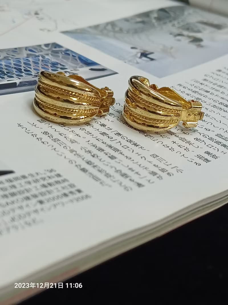 vintage jewelry  Marboux 古董立體鍍金半環型 夾式耳環