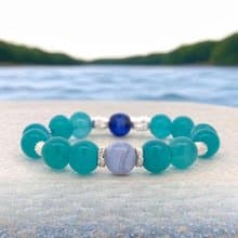 【藍紋瑪瑙】Wind To Win 風轉豐  | 天河石藍紋瑪瑙天然水晶手鍊