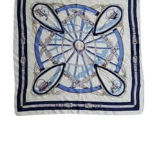 有禮貌穿搭 夏日航海圖騰 米白 絲巾 方巾 70×70cm