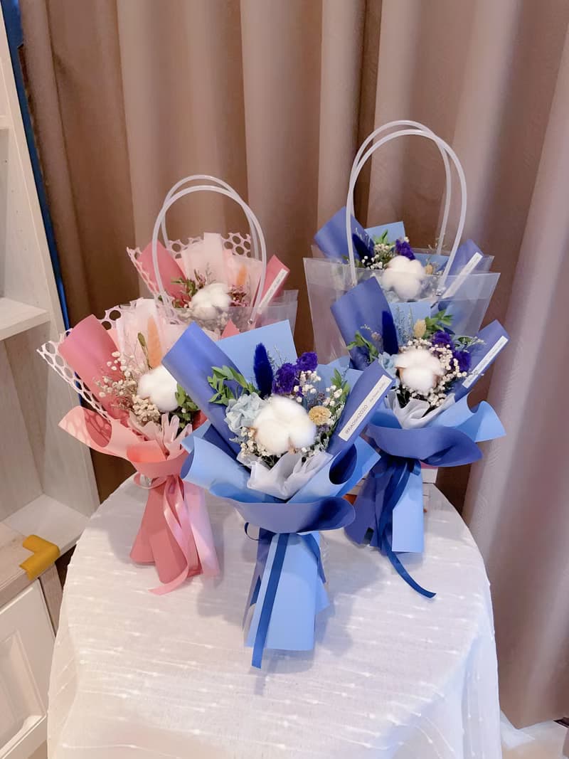 棉花花束 畢業花束 聖誕禮物 小花束 伴娘禮物 交換禮物