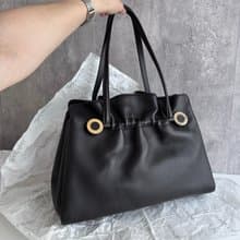 中古包 BVLGARI 寶格麗 黑色牛皮托特包