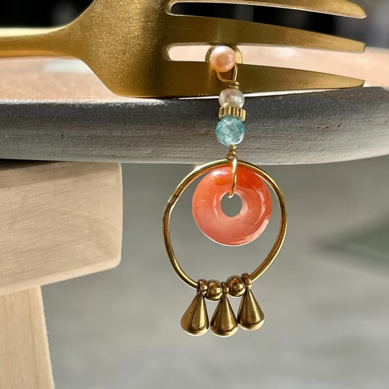 老林雜貨 | 兩戴式南紅瑪瑙磷灰石耳環 (針式 / 夾式)