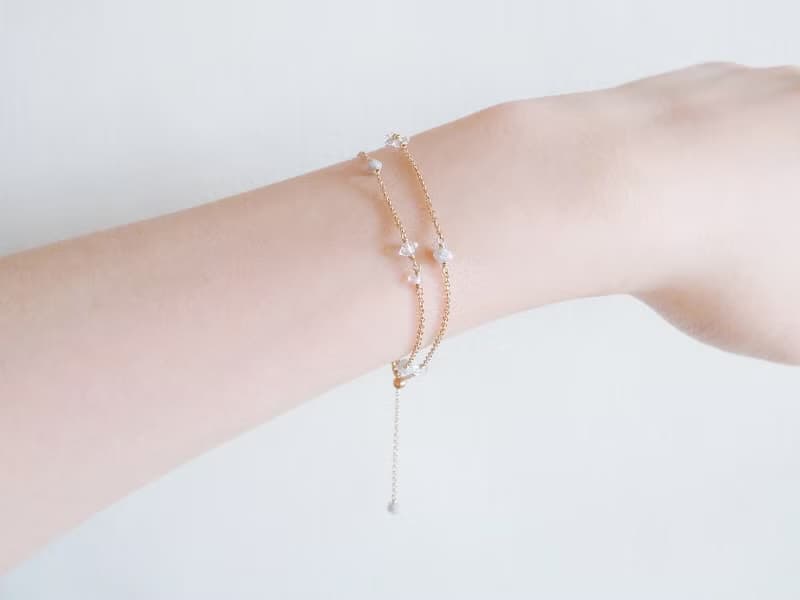 14KGF 鑽石×赫基蒙水晶 原礦 天然石手鍊